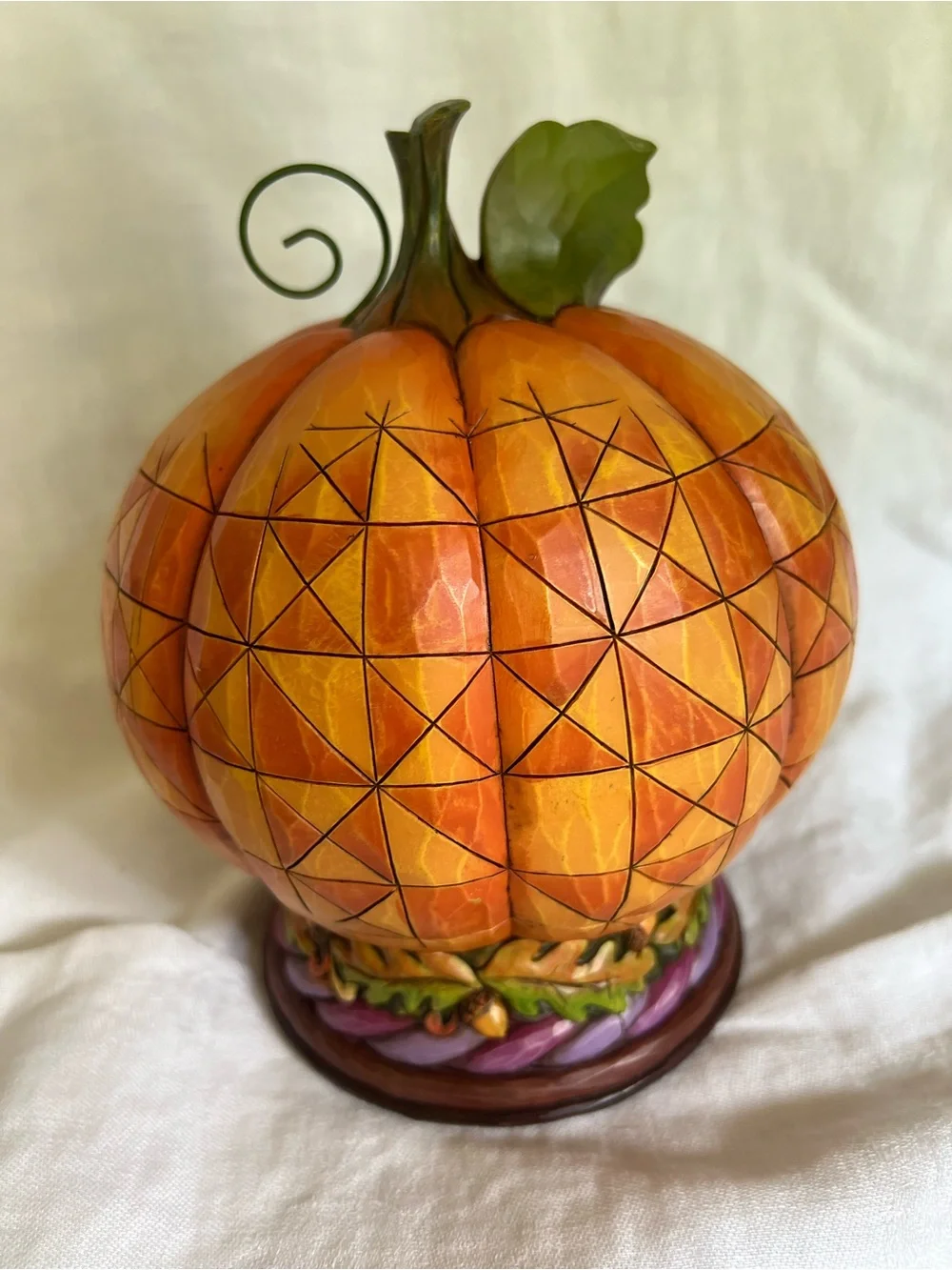 Jim Shore Pumpkin Diorama Figurine in Orange and Green